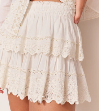 Ruffle Mini Pearl-Embellished Skirt