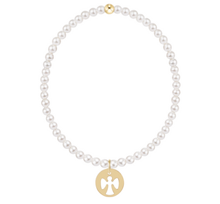Classic Pearl 3mm Bracelet - Guardian Angel Gold Disc