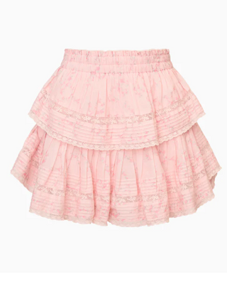 Ruffle Print Cotton Mini Skirt