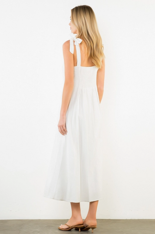 Tie-Strap Cotton Midi Sundress