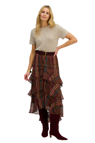 Ella Plaid Midi Skirt