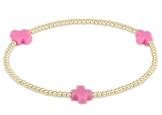 Signature Cross 2mm Gold Bracelet Pink