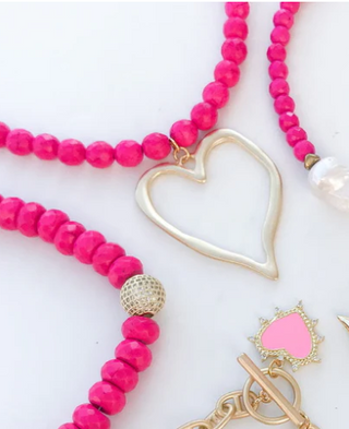 Gemstone Beaded Necklace XL Heart