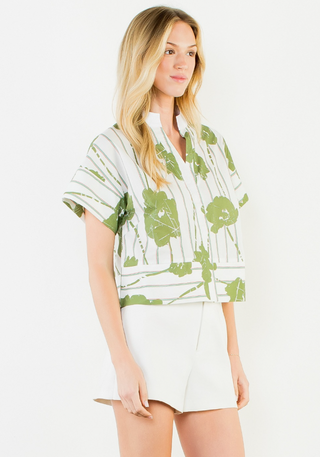 Poppy Print V-Neck Top