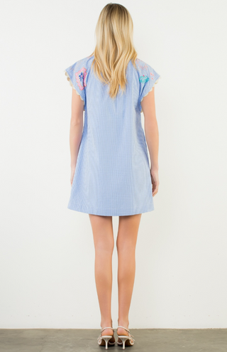 Embroidered Gingham Dress