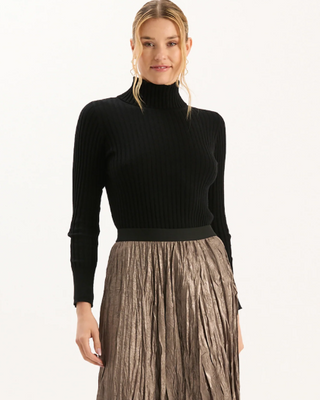 Cotton Cashmere Ribbed Turtleneck