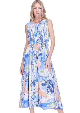 Sleeveless Pleated Midi Dress