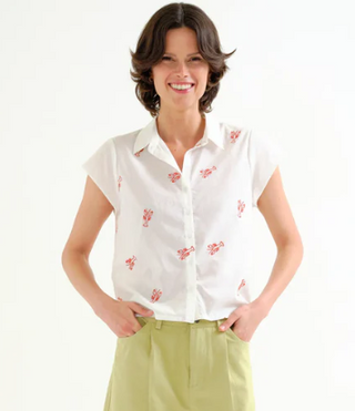 Cap Sleeve Button Up Top