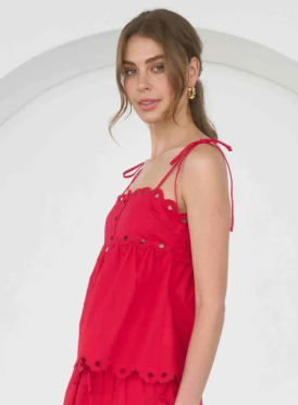 Scallop Eyelet Tie Top