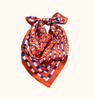 100% Silk Scarf - 26" x 26" - Orange/Navy Gameday