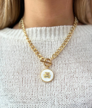 UVA Logo Pearl Medallion Necklace