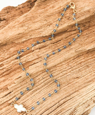 Pearl Bezel Cross on 16" Rosary