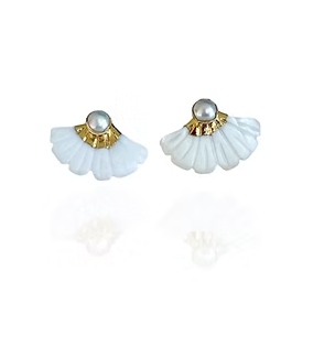 Mother of Pearl Fan Studs