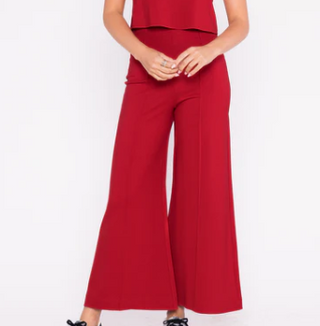 Ponte Knit Wide Leg Pant Cropped